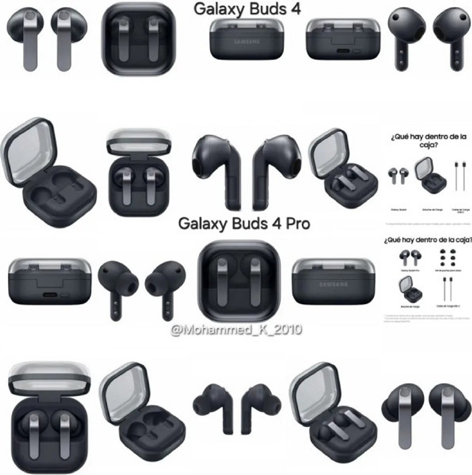 Посмотрите на официальные рендеры Galaxy Buds 4 и Buds 4 Pro в новом дизайне