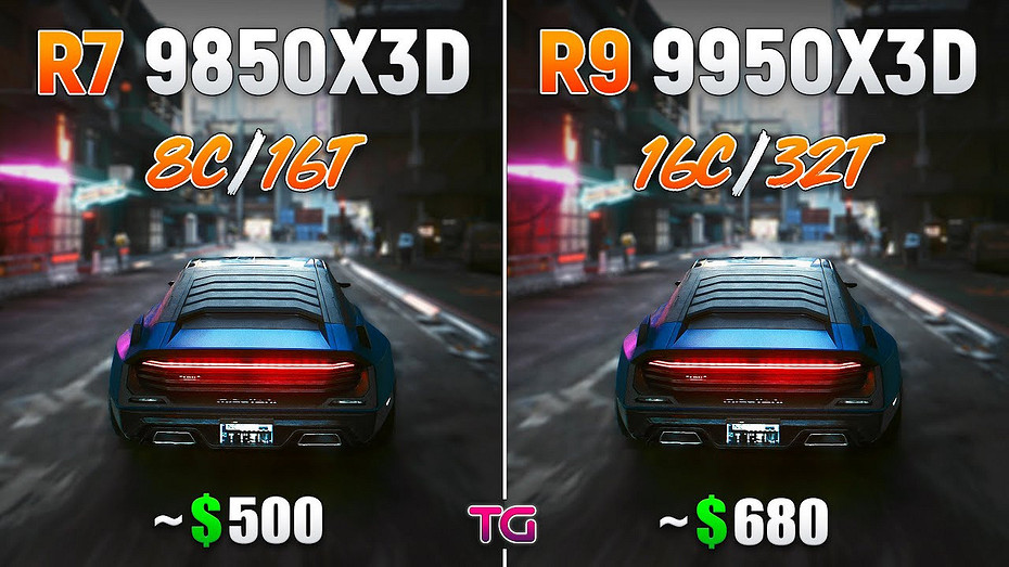 Какой процессор лучше Эксперт сравнил Ryzen 7 9850X3D с Ryzen 9 9950X3D в 10 играх