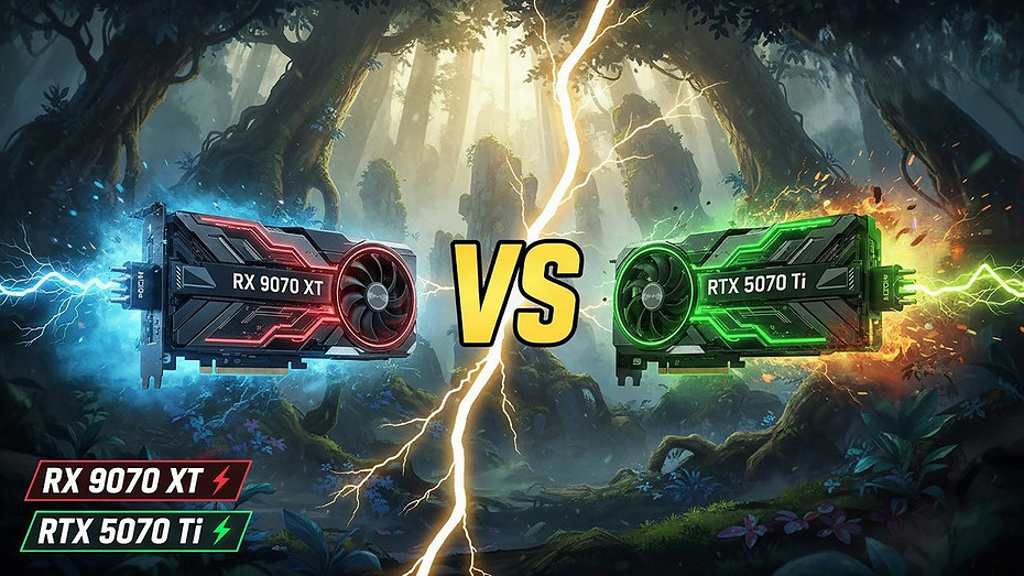 Эксперт сравнил видеокарты Radeon RX 9070 XT и GeForce RTX 5070 Ti в ААА-хитах в 4K