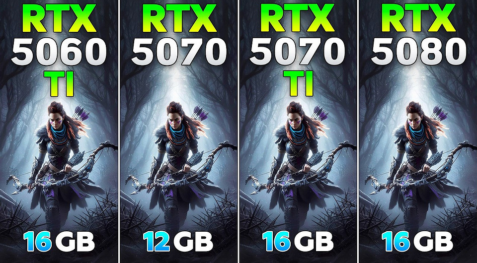 Эксперт сравнил видеокарты GeForce RTX 5060 Ti, RTX 5070, RTX 5070 Ti и RTX 5080 в 11 играх в 2K