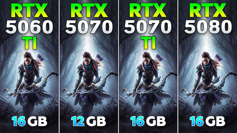 Эксперт сравнил видеокарты GeForce RTX 5060 Ti, RTX 5070, RTX 5070 Ti и RTX 5080 в 11 играх в 2K