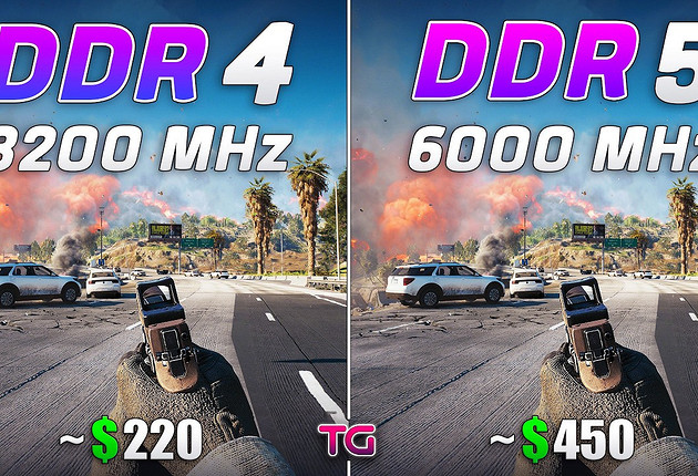 Эксперт сравнил оперативную память DDR4-3200 с DDR5-6000 в 10 играх в 1080p