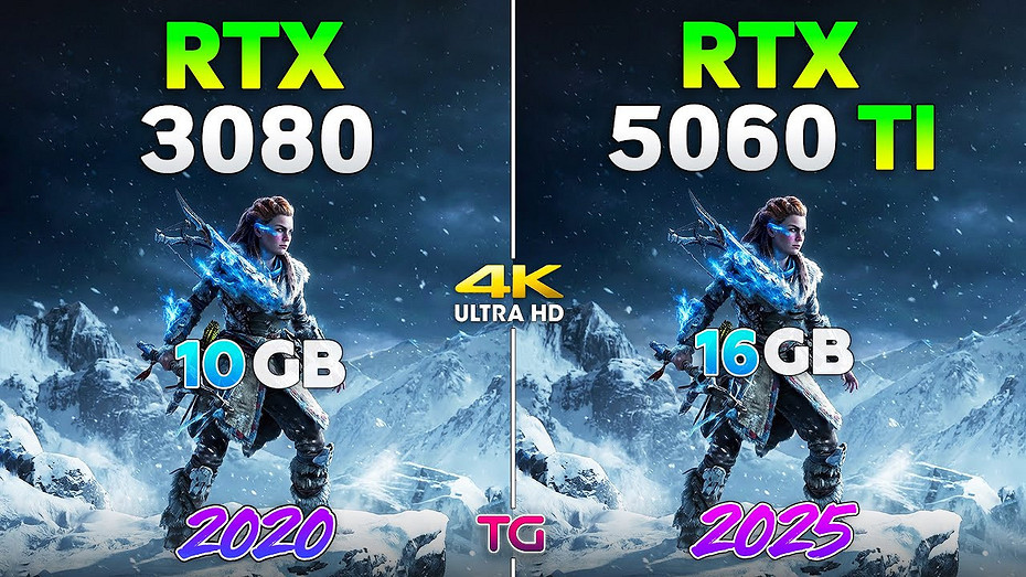 Необычный тест: видеокарты GeForce RTX 3080 и GeForce RTX 5060 Ti сравнили в 10 играх в 4K