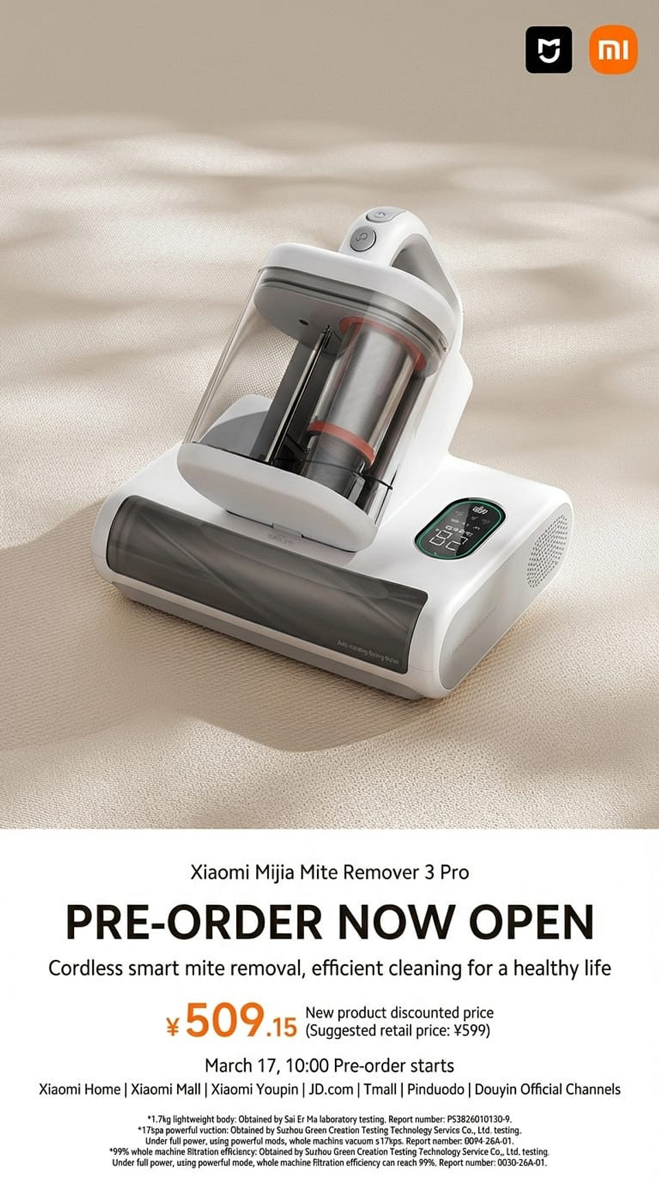 Лучший гаджет для аллергиков: представлен Xiaomi Mijia Mite Remover 3 Pro — мощный компактный пылесос для мебели