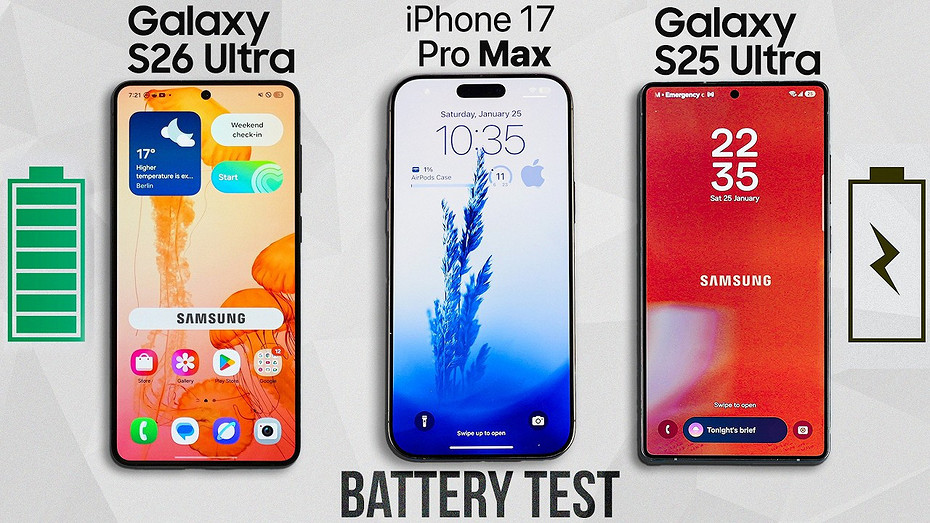 Эксперт сравнил Samsung Galaxy S26 Ultra, Galaxy S25 Ultra и iPhone 17 Pro Max по автономности