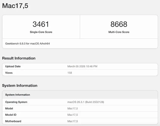 Народный ноутбук MacBook Neo разочаровал в тестах на производительность