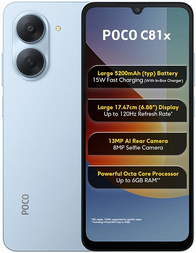 Супербюджетный смартфон Xiaomi с экраном 120 Гц и огромной батареей. Вышел Poco C81