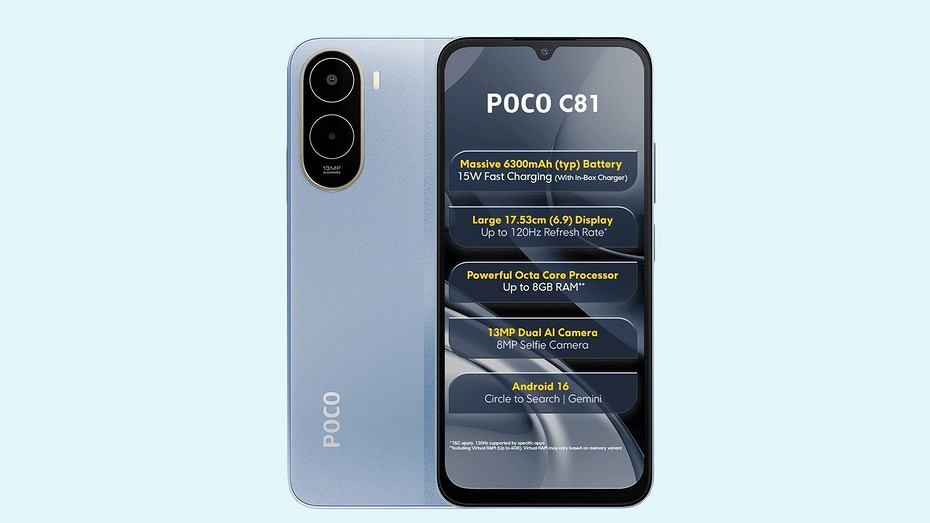 Супербюджетный смартфон Xiaomi с экраном 120 Гц и огромной батареей. Вышел Poco C81