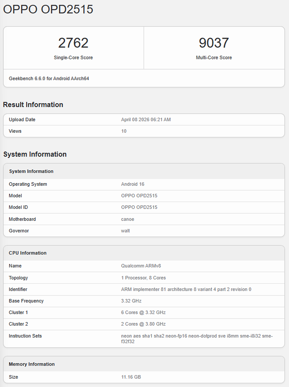 Маленький и очень мощный Oppo Pad Mini засветился в Geekbench