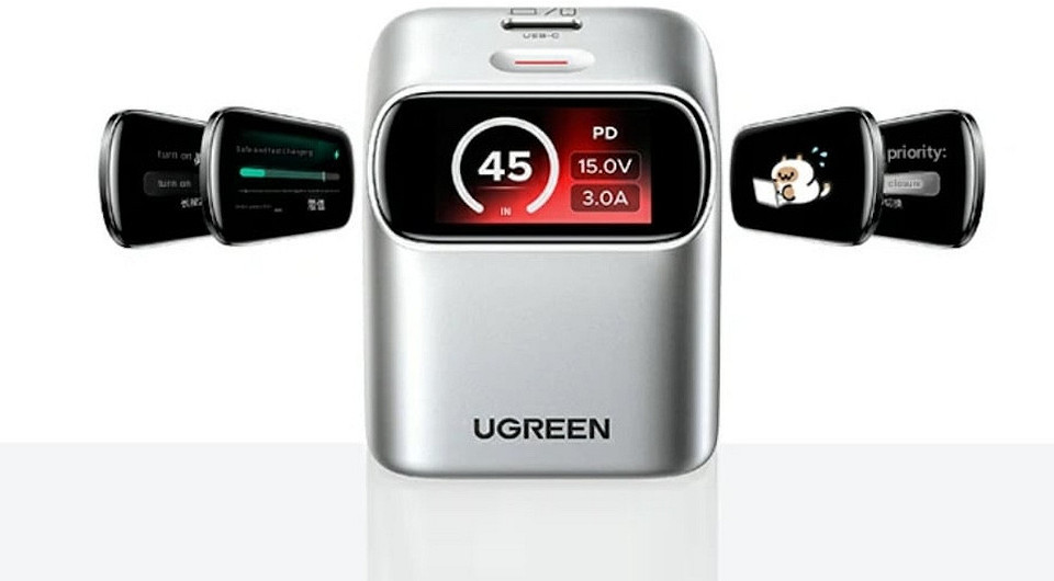 Ugreen встроила дисплей в компактную GaN-зарядку на 45 Вт