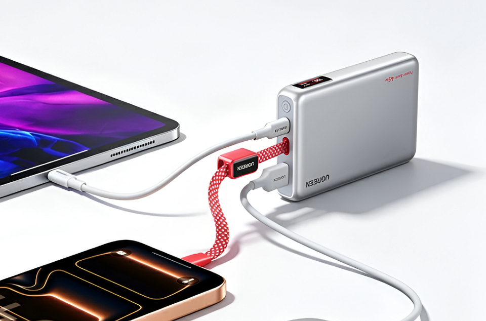 Стильный, мощный и стоит недорого: вышел внешний аккумулятор Ugreen PB541 с экраном и встроенным кабелем