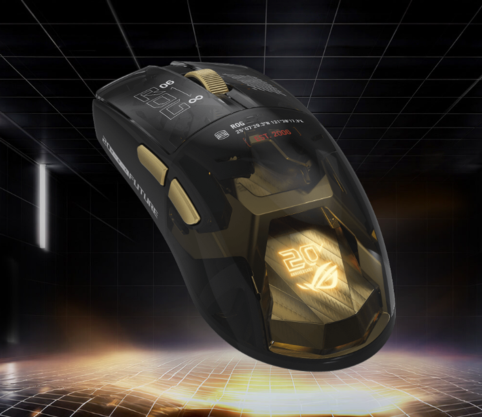 Очень люксовая мышь: вышла юбилейная ASUS ROG Harpe II Extreme Edition 20 с позолотой и сенсором на 65 000 DPI