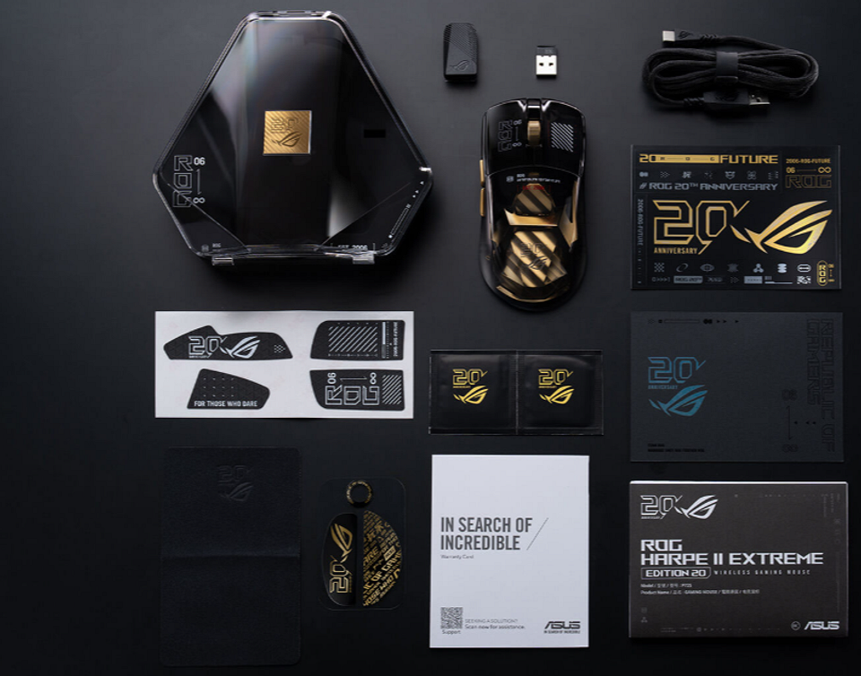 Очень люксовая мышь: вышла юбилейная ASUS ROG Harpe II Extreme Edition 20 с позолотой и сенсором на 65 000 DPI