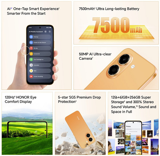 Представлен смартфон HONOR X7e с батареей на 7500 мА*ч за $225