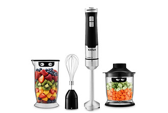 Kitfort КТ-3053Этот блендер может измельчать мясо, сыр, овощи, ягоды. В комплекте есть венчик для взбивания яичных белков и сливок. Модель поддерживает две скорости и турборежим. Ножи сде...