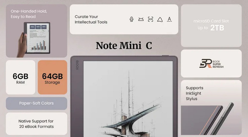 Вышла лучшая читалка для электронных книг. Boox Note Mini C получил цветной E Ink и весит всего 300 граммов